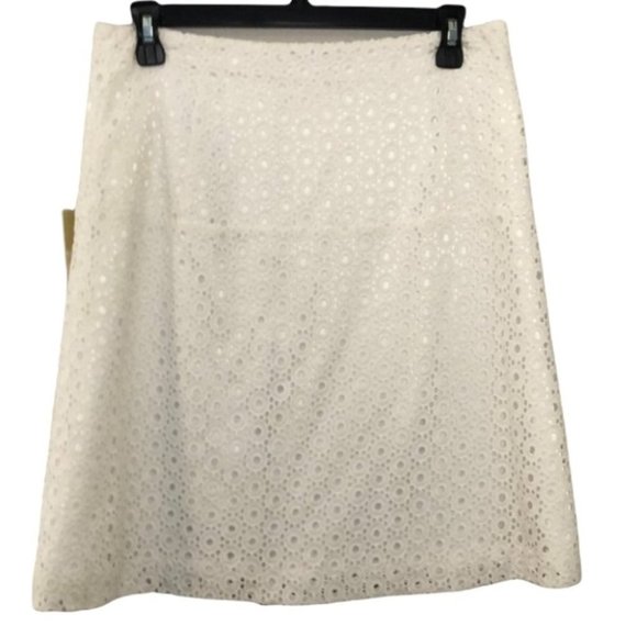 Michael Michael Kors White Lined Skirt Gold Zipper - Picture 2 of 10